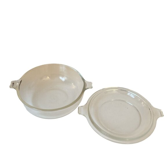 Pyrex Clear Glass 20oz Bowl With Lid 5.5" Wide 2.2" High Oven/Microwave Safe Vin - Picture 2 of 3